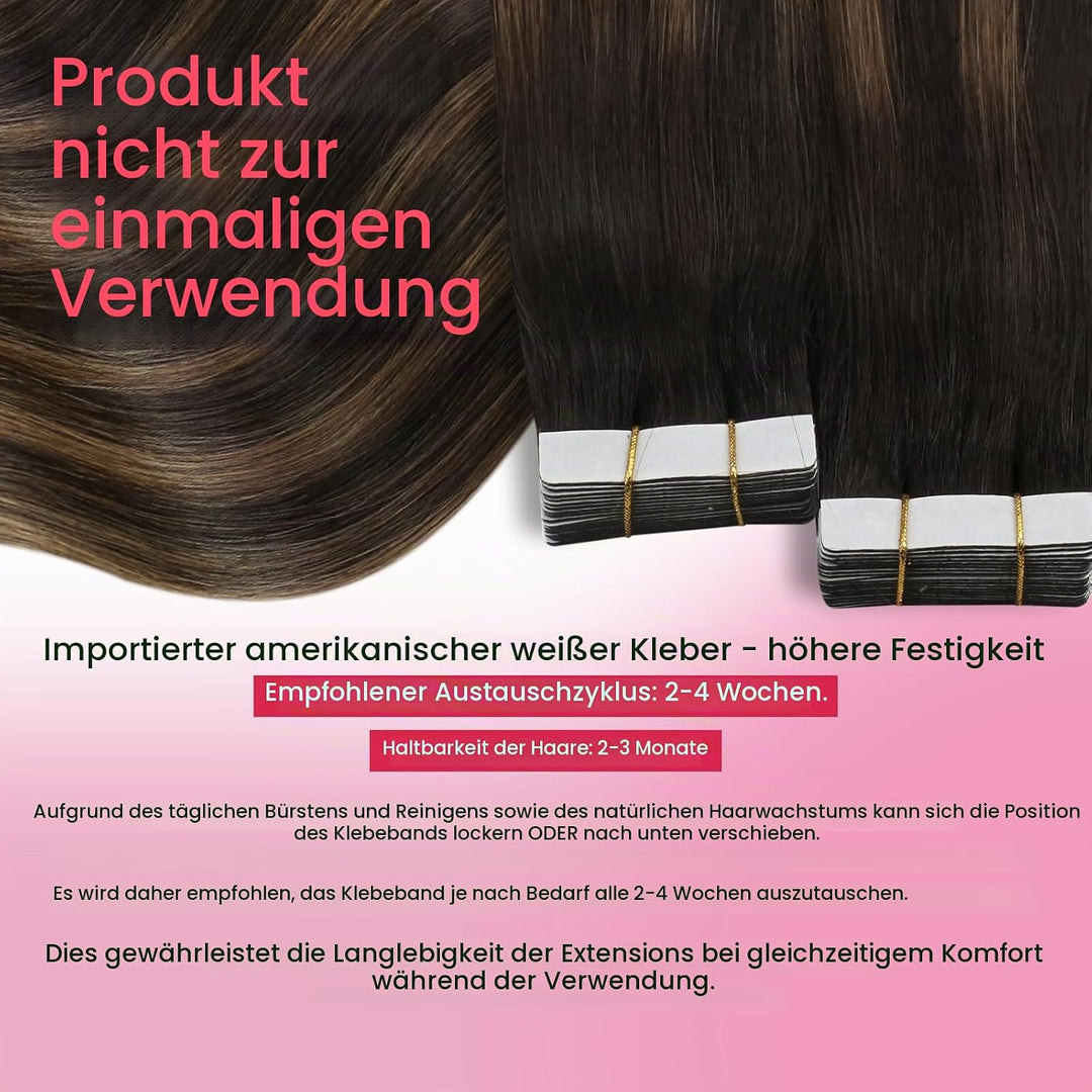 Moresoo Tape Extensions Echthaar 30 cm Balayage Remy Menschliches Haar Skin Weft Extensions Tape in