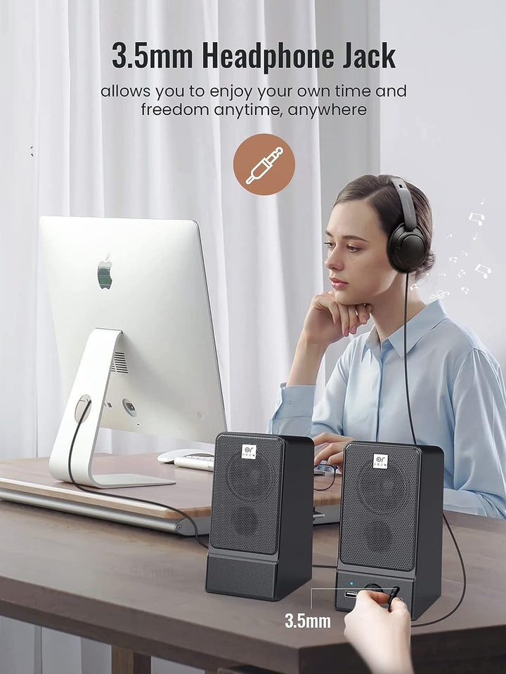 OROW USB Desktop Lautsprecher,HI-FI Stereo Sound USB-betriebener Lautsprecher für PC,16W Lautspreche