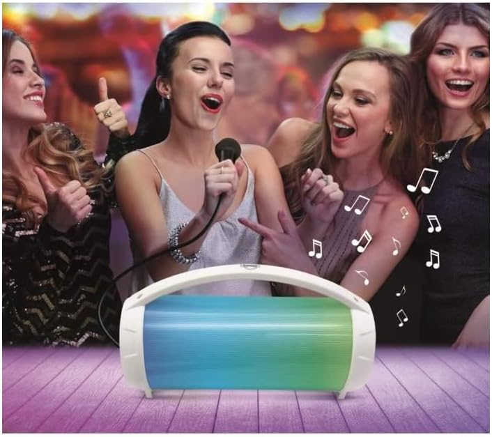 Lexibook BTP585Z iParty-Tragbarer Bluetooth-Lichtlautsprecher mit Mikrofon, Stereoanlage, Lichteffek