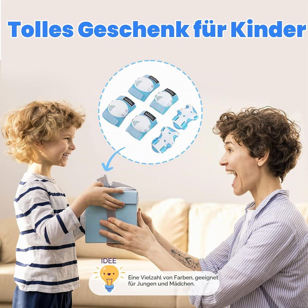 BOSONER Knieschoner Kinder Schoner Inliner Protektoren 6er Set Schützer Inliner Inline Skates Knie U