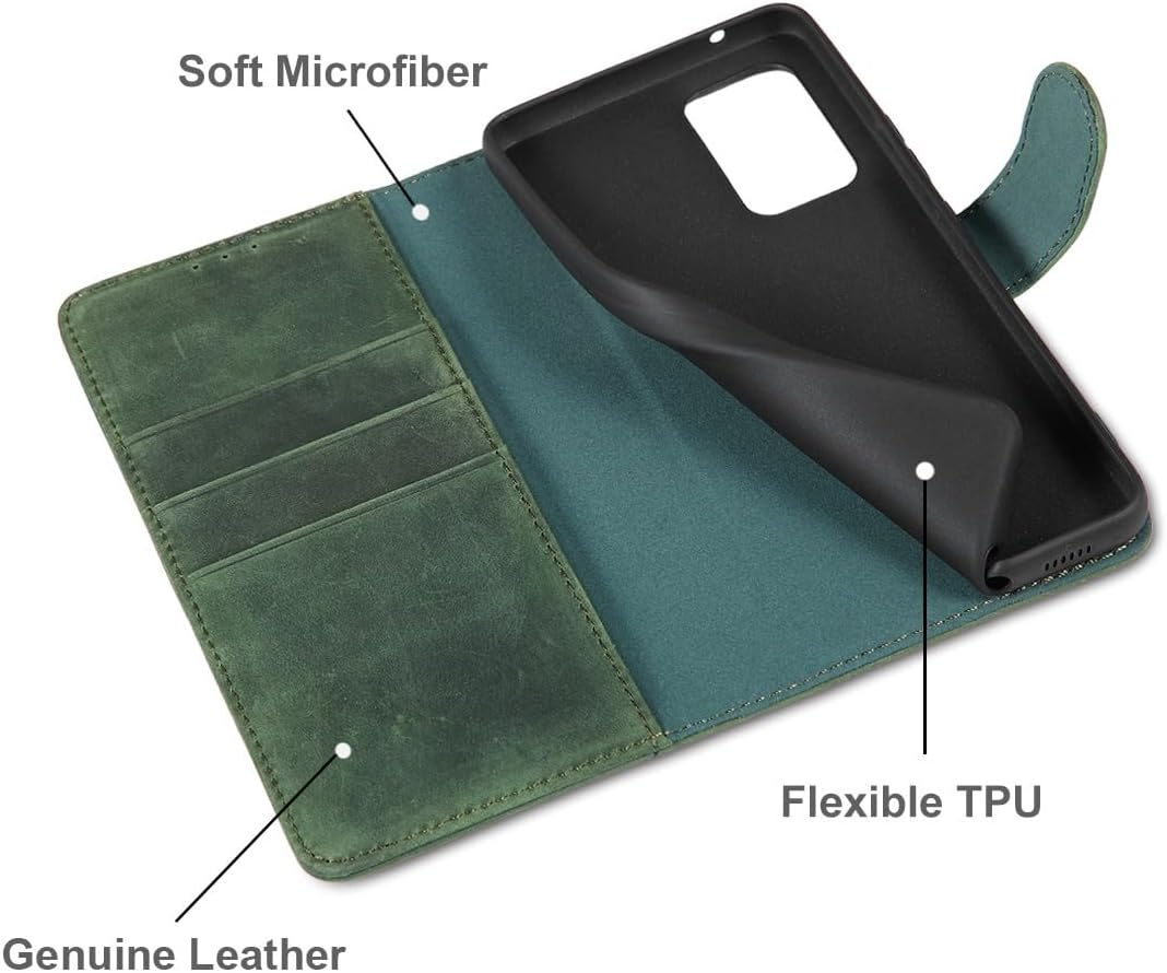 LENSUN Echtleder Hülle für Samsung Galaxy A53, Handyhülle [Echtes Leder][Wallet Kartenfach][RFID Sch