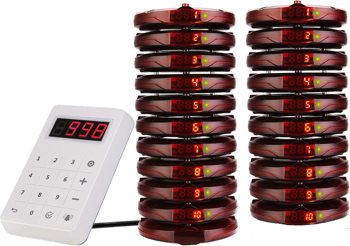 Retekess TD158 Pager Rufsystem, 500M Restaurant Pager System, LED Digitalanzeige, PC Material, Einfa