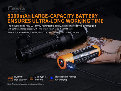 FENIX Unisex-Adult Tactical Flashlight TK22 UE LED Taschenlampe 1600 Lumen, Black, small