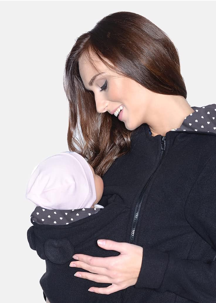 MijaCulture Tragejacke / Fleecepullover für Tragetuch Tragepullover für beide 3073A (40, Schwarz / G