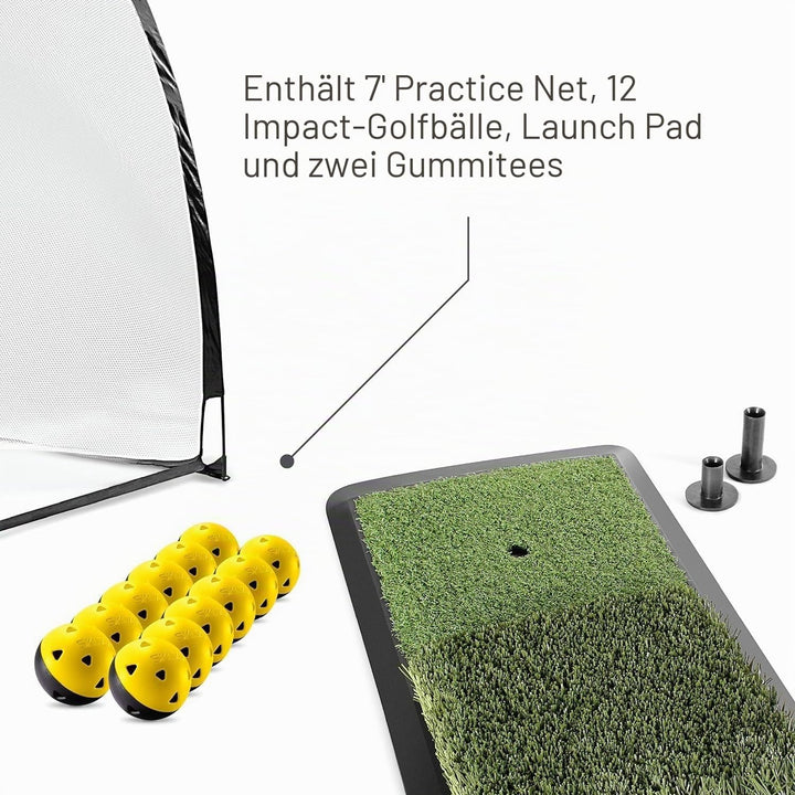 SKLZ Unisex-Adult Home Golf Driving Range Kit mit Netz, Golfbällen, Startrampe und Abschlägen, Schwa