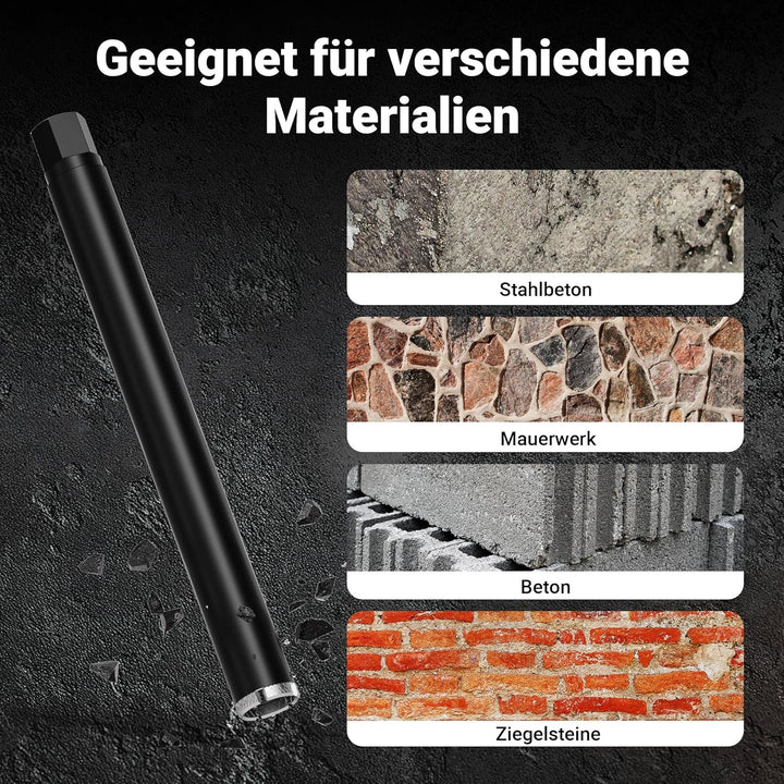 Wiltec Diamantbohrkrone Typ 2 (Mesh) Ø 52 mm, Bohrkrone 450 mm, 1¼ UNC Nassbohrkrone, Diamantbohrer