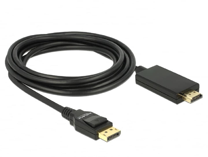 Delock Kabel DisplayPort 1.2 Stecker > High Speed HDMI-A Stecker Passiv 4K 30 Hz 3 m schwarz, 3 m