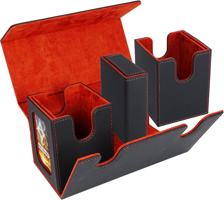 AFIING MTG Commander Kartenbox, 3-in-1 Karten-Aufbewahrungsbox für 200+ doppelt gesleevte Karten, Ma