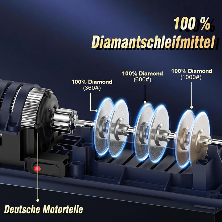 Xzayy Professioneller Elektrischer Messerschärfer mit 100% Diamant-Schleifmitteln und Präzisionswink
