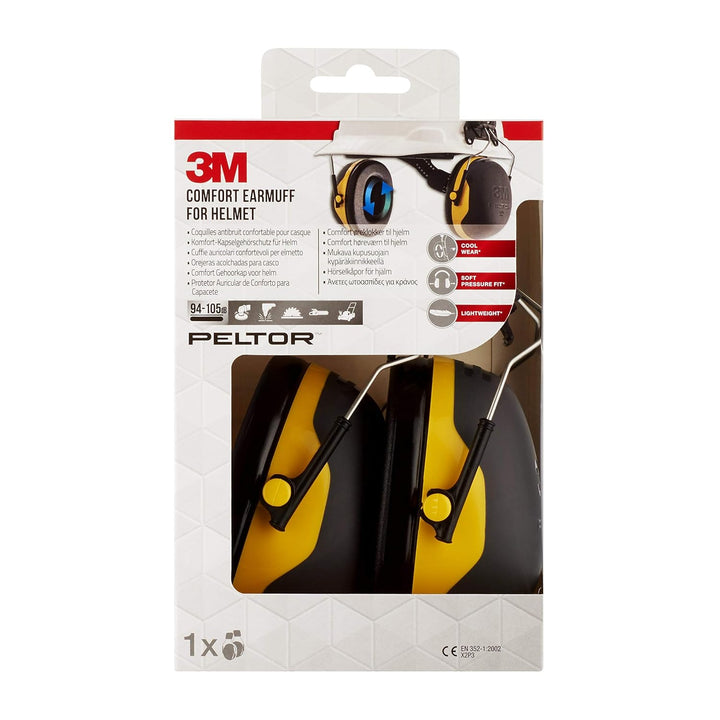 3M Peltor Komfort-Kapselgehörschutz für Helm X2P3E (94 bis 105 dB), Gelb Helmbefestigung Single, Hel