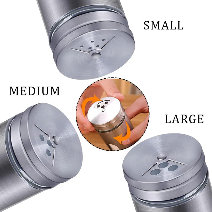 6 Stück Gewürzbehälter Spice Jars, Edelstahl Deckel Gewürzstreuer, Gewürzgläser mit Drehdeckel, Gewü