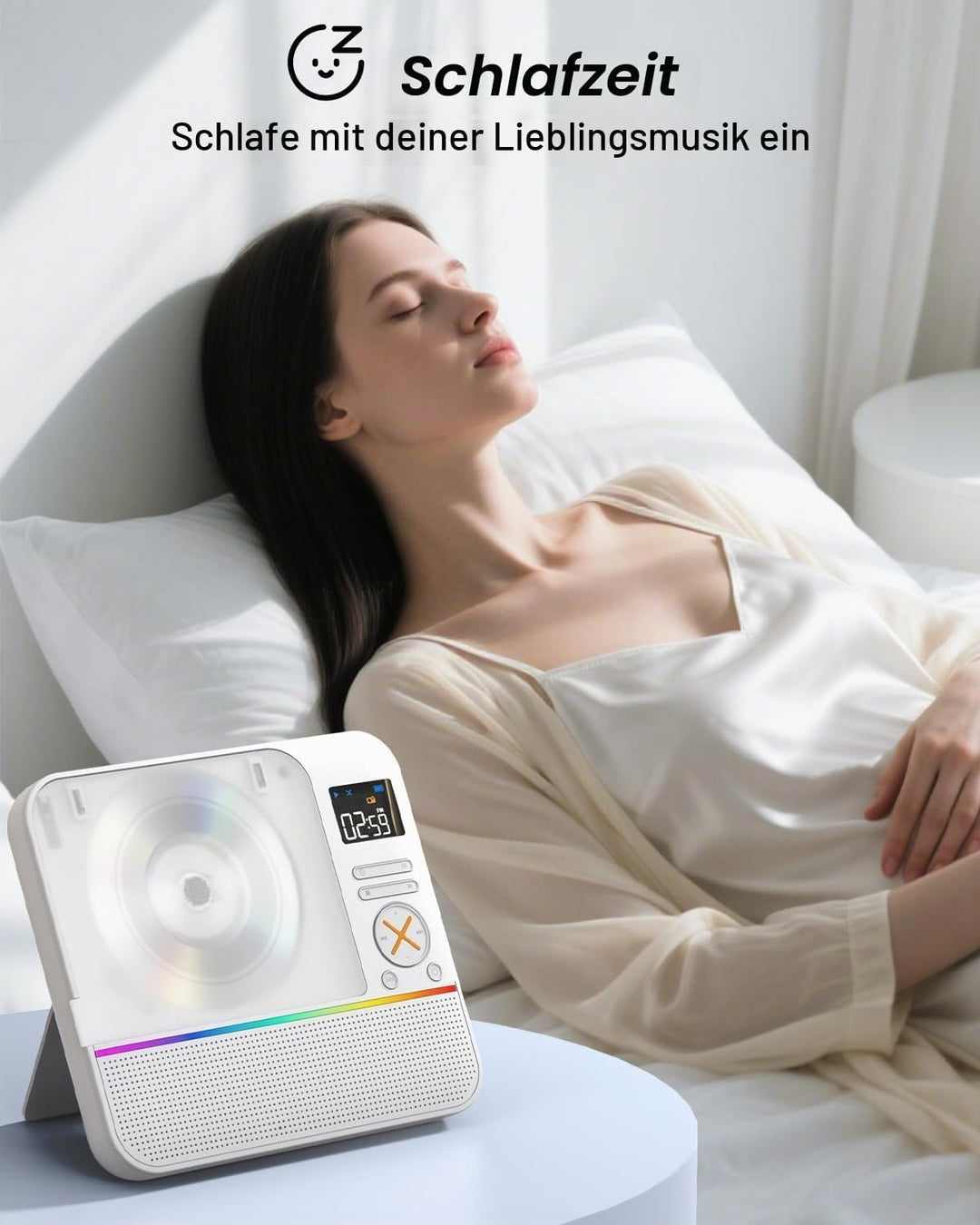 MONODEAL 2026 CD Player Tragbar mit RGB-Licht,HiFi-Stereoanlage Tragbarer CD Player Bluetooth, Wiede