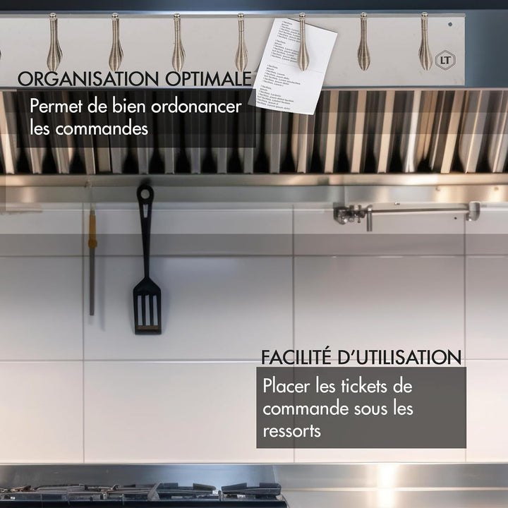 Louis Tellier N8030 Zettel-Aufbewahrungsschiene mit 8 Haken, 62,5 cm, Edelstahl