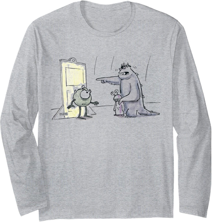 Disney Pixar Monsters Inc. Mike And Sully Door Sketch Langarmshirt