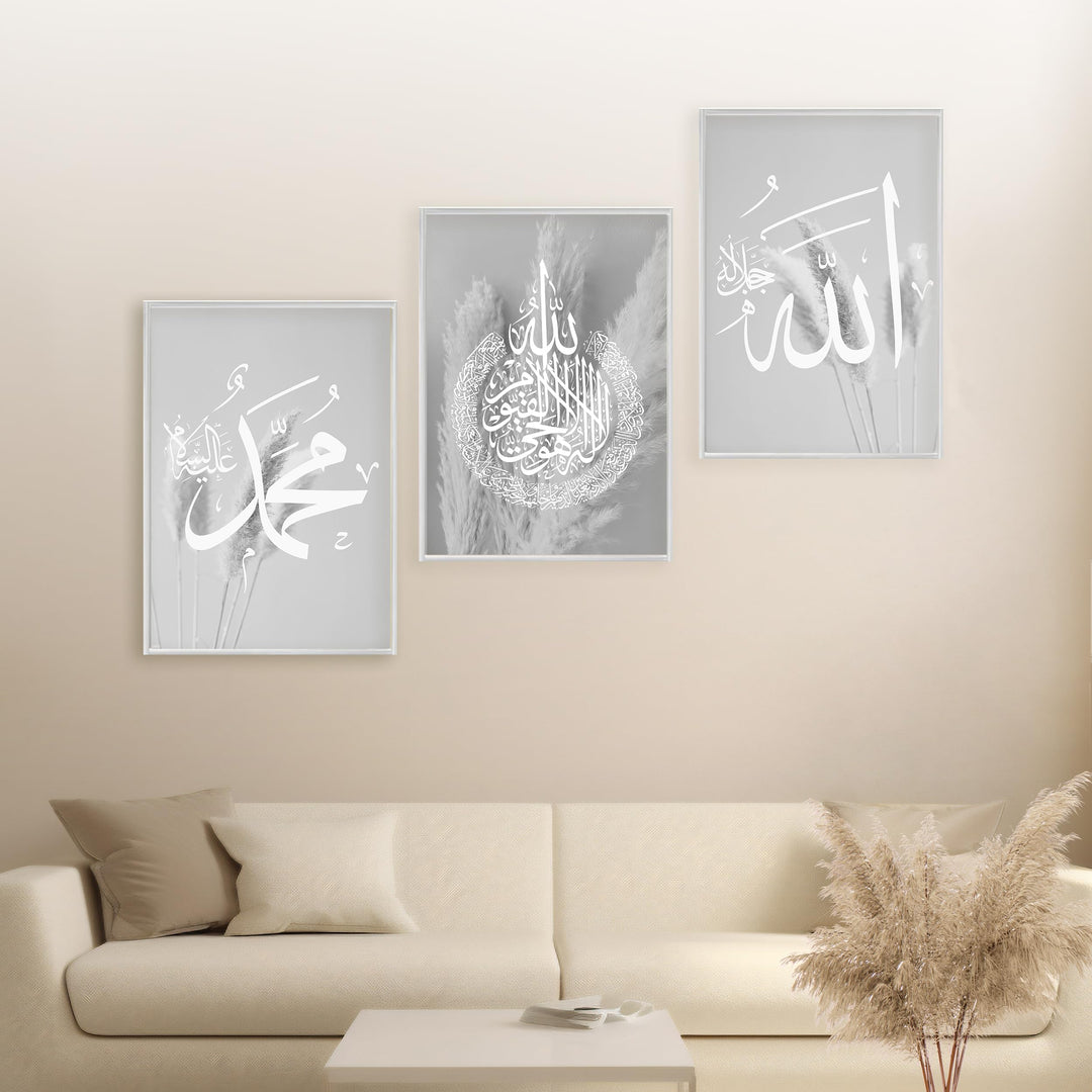 HAVA Artwork Grey Blessed Poster Set, Islamische Poster, Islamische Bilder, Islamische Dekoration, I