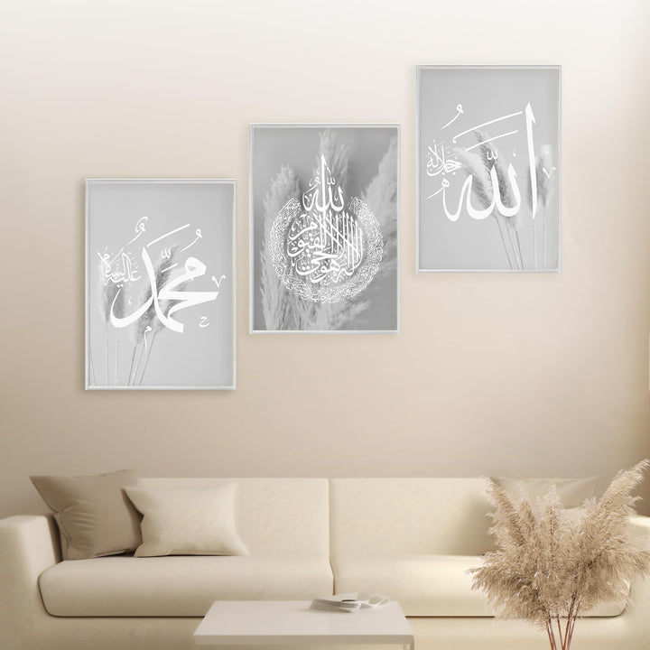 HAVA Artwork Grey Blessed Poster Set, Islamische Poster, Islamische Bilder, Islamische Dekoration, I