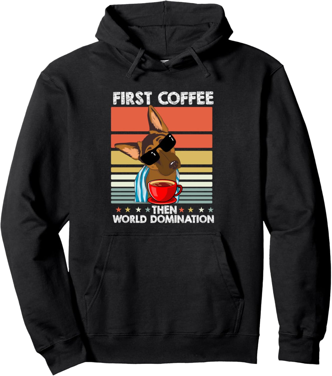 Retro Hund Kaffee Sonnenbrille Haustier Vintage Schäferhund Pullover Hoodie