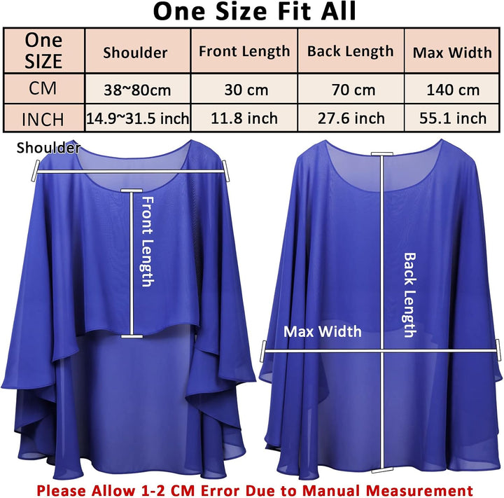Ladiery Sheer Chiffon Capes Weiche Capelets für Frauen, leichte Tücher und Wraps für Abendpartykleid