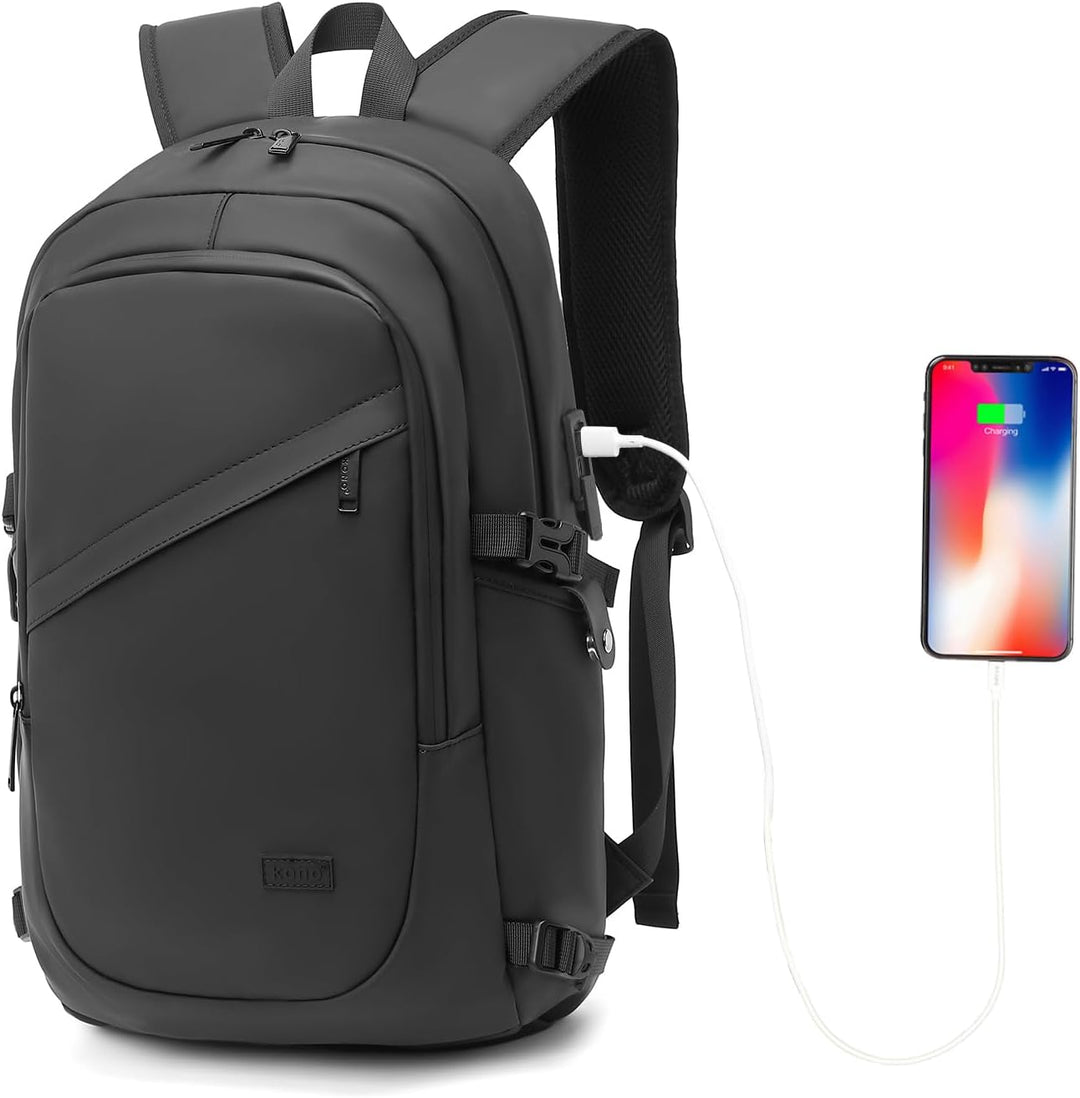 KONO Rucksack Herren, Laptop Rucksack 15,6 Zoll Schulrucksack Teenager Arbeit Laptoptasche mit USB L