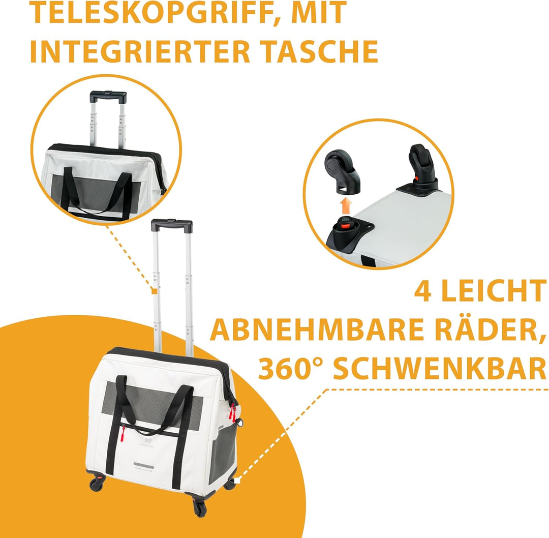 Ferplast Hundebox Voyager Trolley, Transportbox Katze, Hundetasche, ausziehbarer Griff, verstellbare