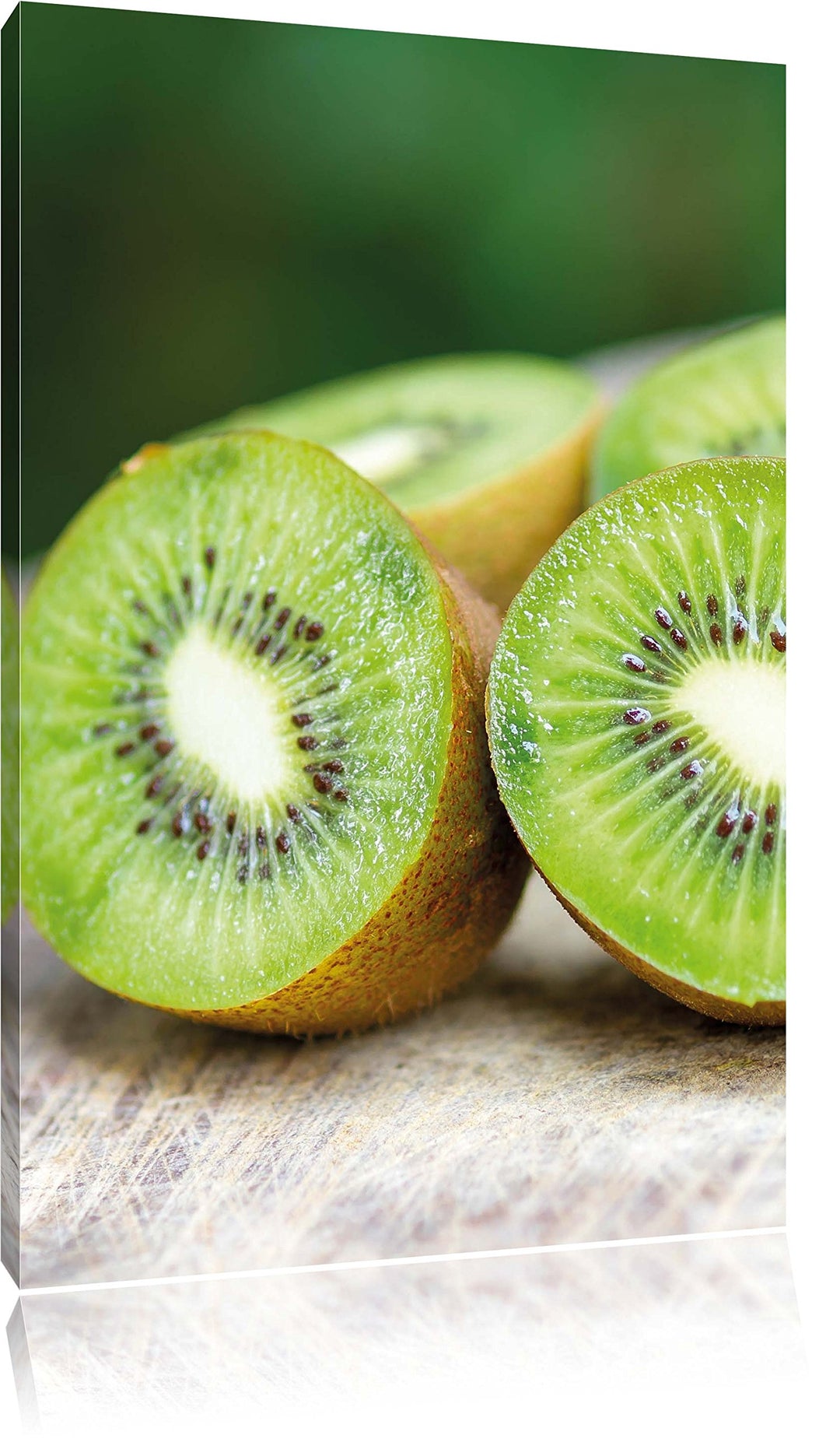 Kiwi Fruits Früchte Grün, Format: 100x70 auf Leinwand, XXL riesige Bilder fertig gerahmt mit Keilrah