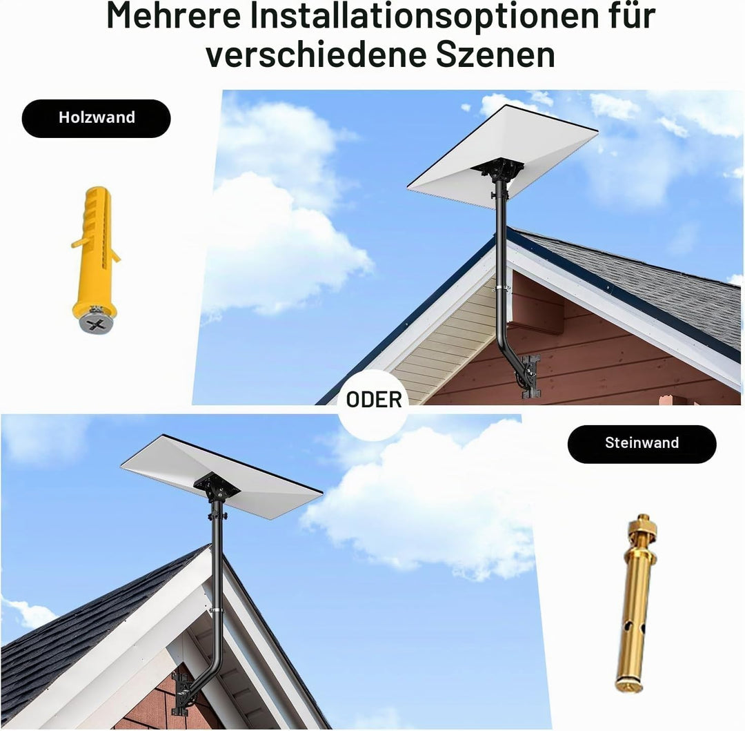 Universeller Antennenmast für Fernseh-, Satelliten-, Radio- und WLAN-Antennen - Verstellbarer Stände