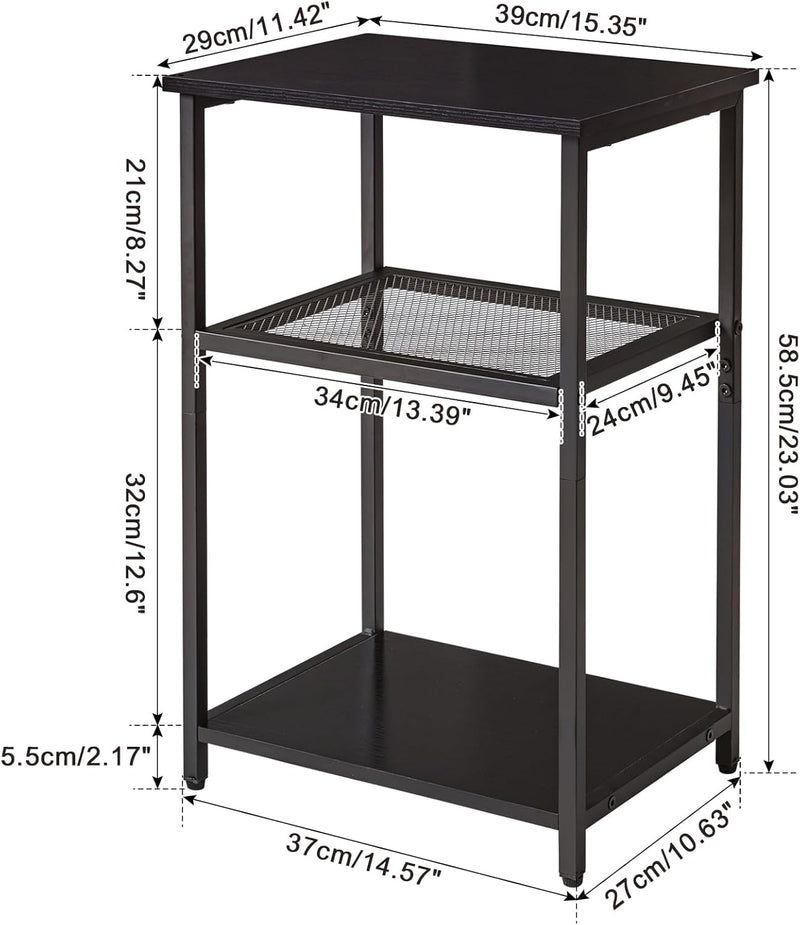 IBUYKE Beistelltisch,Nachttische mit Gitterablagen,Kleiner Couchtisch,Metallgestell,Industrie-Design