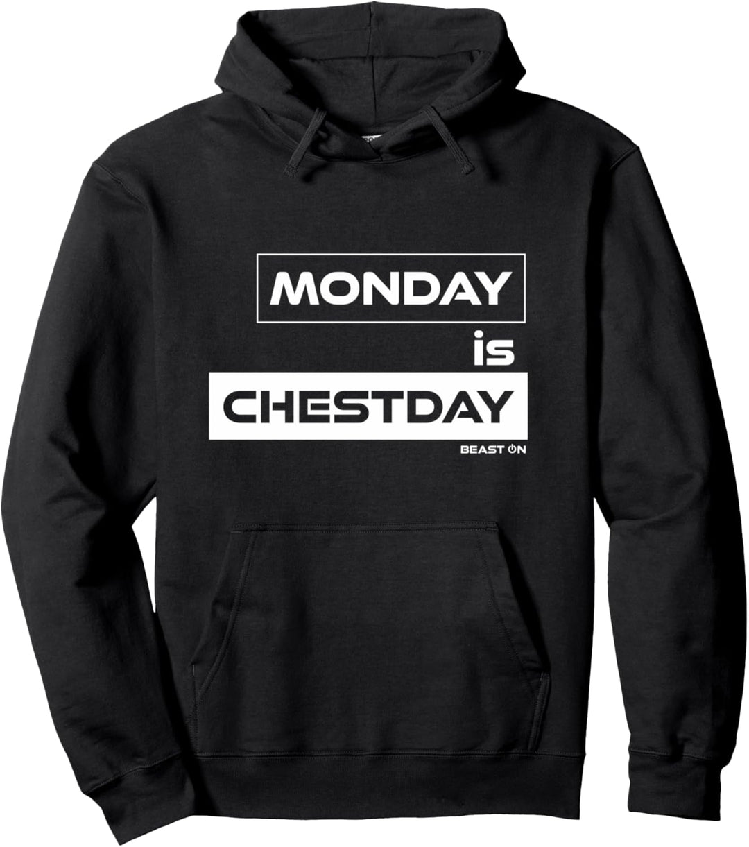 Monday is Chestday | Brust Montag | Gym Motivation Fitness Pullover Hoodie