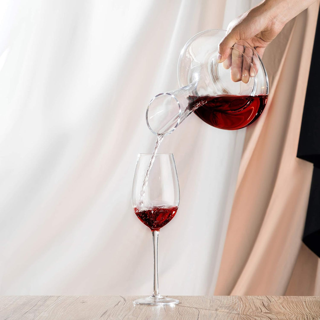 Weinkaraffe Weinbelüfter Set mit Trockenständer, Stopfen, Bürste und Perlen, Dekanter, Weindekanter,