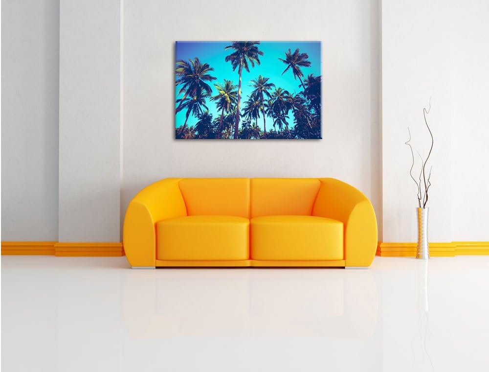 Tropische Palmen, Format: 100x70 auf Leinwand, XXL riesige Bilder fertig gerahmt mit Keilrahmen, Kun