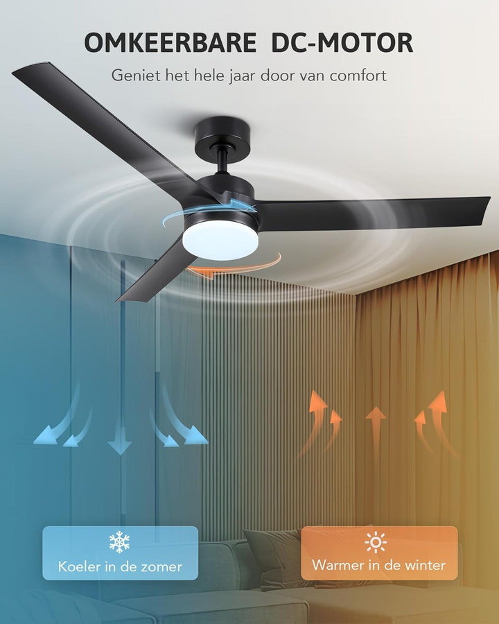 CO-Z 52 Zoll Deckenventilator mit Beleuchtung und Fernbedienung 2 in 1 Ventilator LED Deckenleuchte