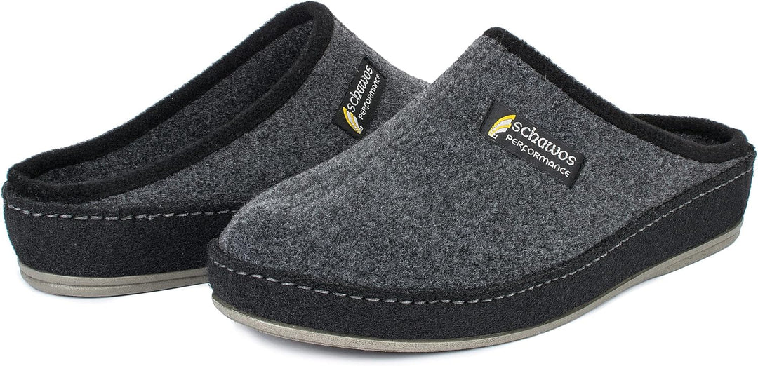 SCHAWOS Herren Filz Hausschuh 6030 mit Fussbett Feste Sohle rutschhemmend 41 EU Grau, 41 EU Grau
