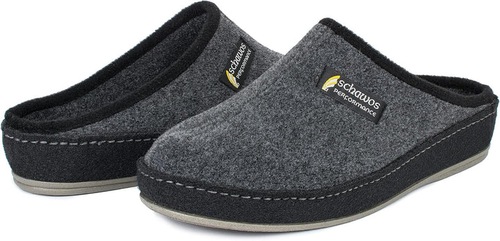 SCHAWOS Herren Filz Hausschuh 6030 mit Fussbett Feste Sohle rutschhemmend 41 EU Grau, 41 EU Grau
