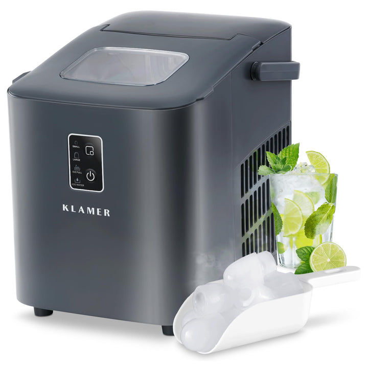 KLAMER Eiswürfelmaschine klein (2025), 8 Eiswürfel in 8 Minuten, 11 kg Eiswürfel pro Tag, 2 Eiswürfe