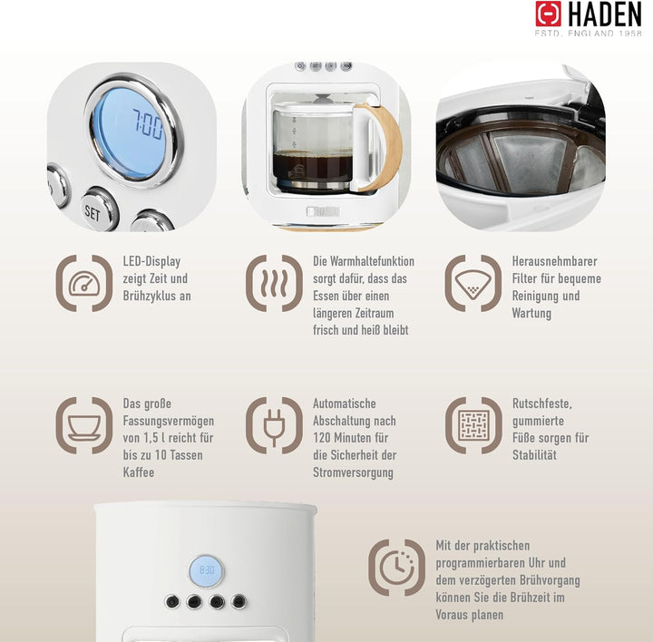 HADEN Kaffemaschine Dorchester White 1,5 l, weiss