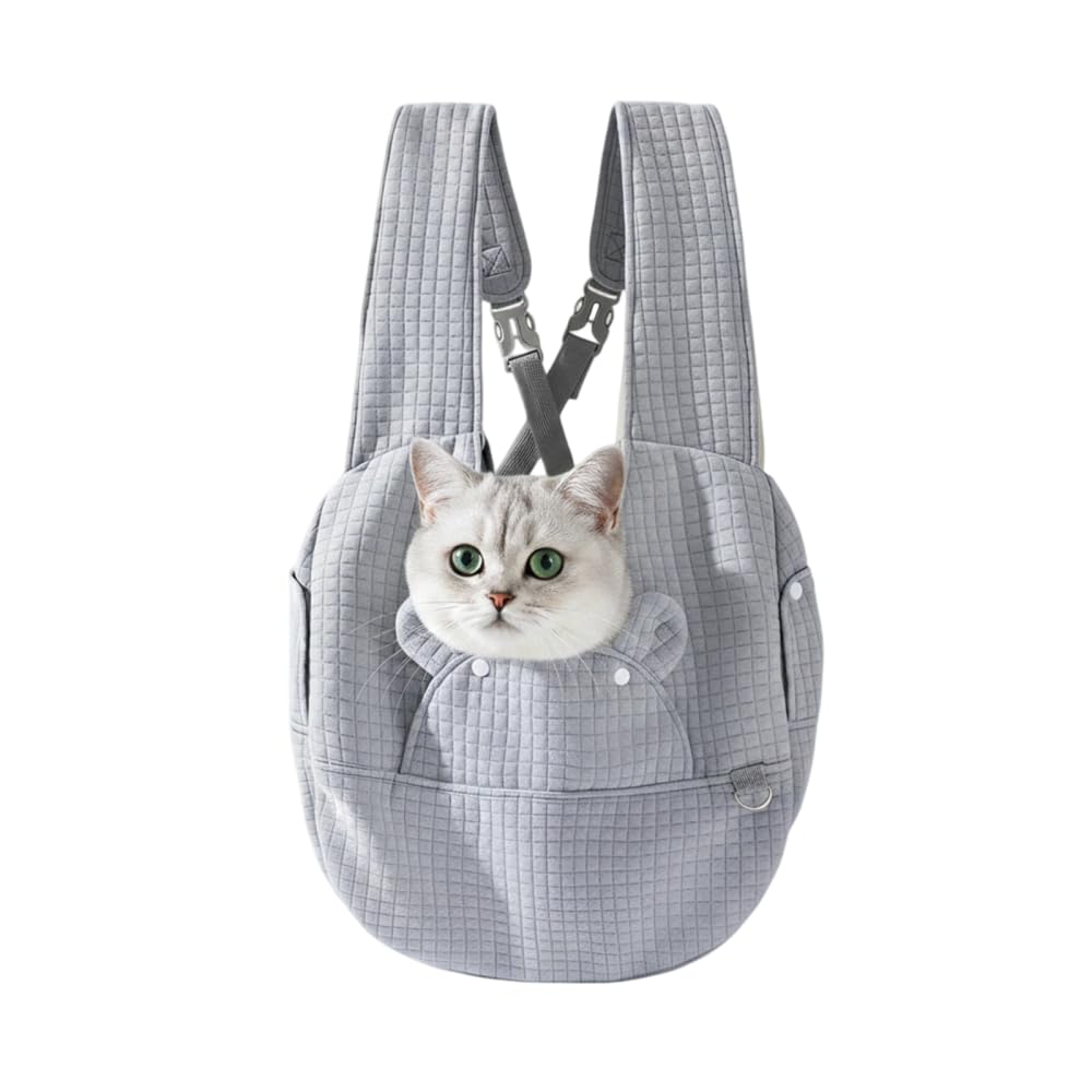 Hundetragetasche, Atmungsaktive Hund Reisen Tasche aus Gestepptem Stoff für Hunde und Katzen Grau, G