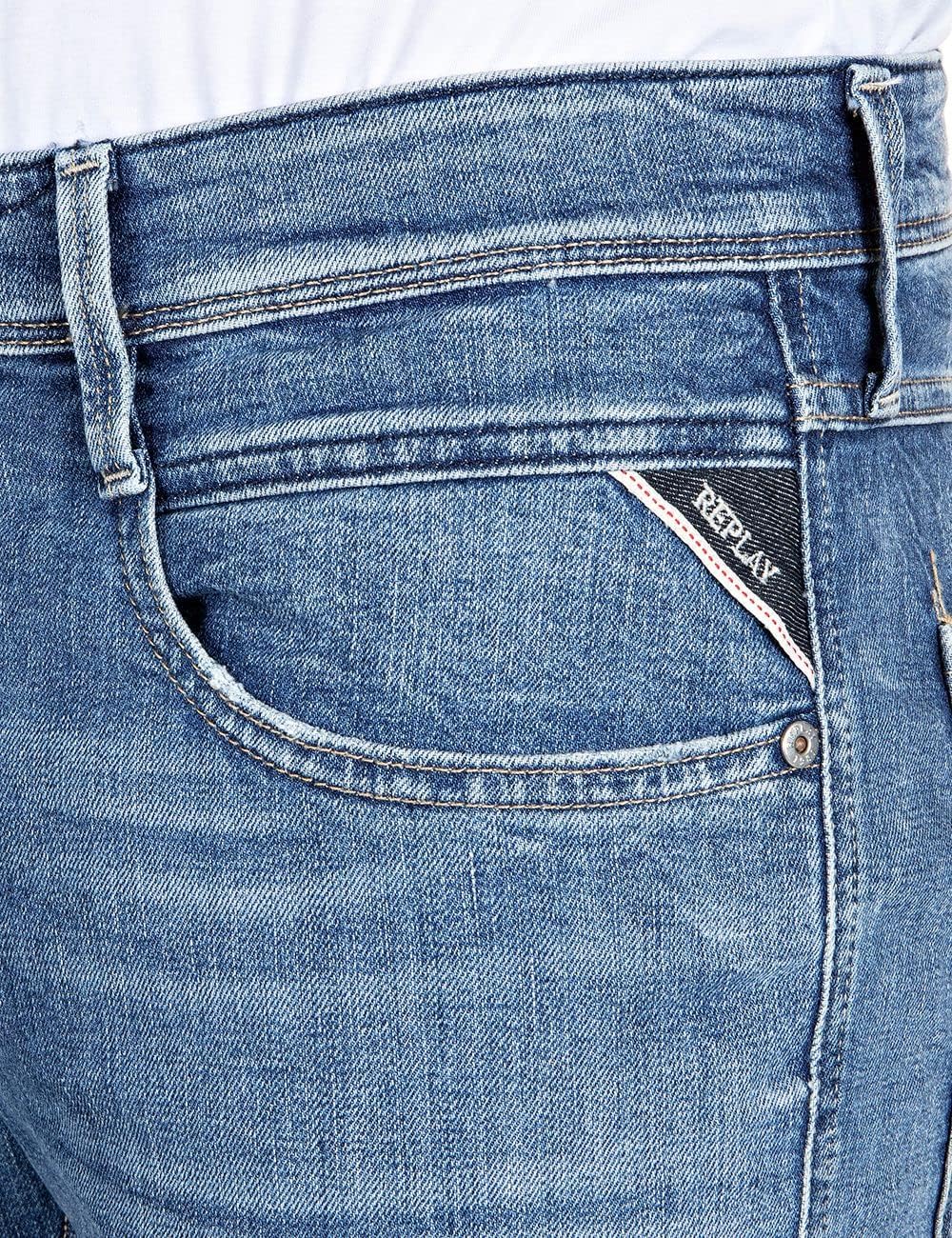 Replay Herren Jeans Anbass Slim-Fit mit Stretch 27W / 30L Medium Blue 009, 27W / 30L Medium Blue 009