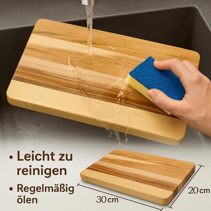 Schneidebrett Holz Ahorn 2 Stück 30 x 20 x 2 cm I aus Heimischen Holz I praktisches Schneidbrett Ser