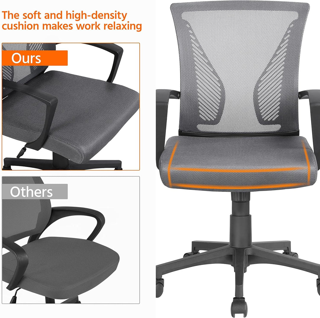 Yaheetech Bürostuhl Ergonomisch, Schreibtischstuhl mit Netzbespannung, Arbeitsstuhl mit Armlehnen, C