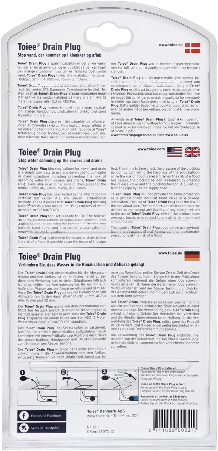 Toiee Drain Plug (40/50 mm). Mit einem Toiee Drain Plug (Absperrballone) kann Man das Abflussrohr de