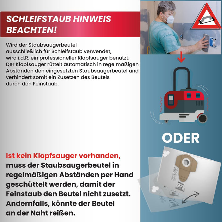 McFilter | 20 Staubsaugerbeutel 40l | kompatibel für ALLE Einhell 40 Liter Nass-Trockensauger | Schm