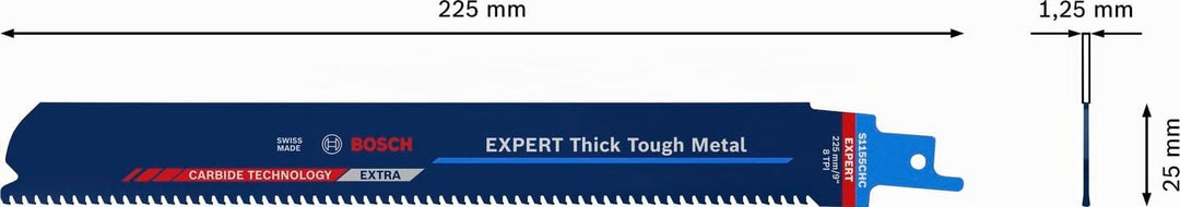 Bosch Professional 3x Expert ‘Thick Tough Metal’ S 1155 CHC Säbelsägeblatt (für Zäher Stahl, Gusseis