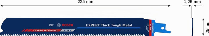 Bosch Professional 3x Expert ‘Thick Tough Metal’ S 1155 CHC Säbelsägeblatt (für Zäher Stahl, Gusseis