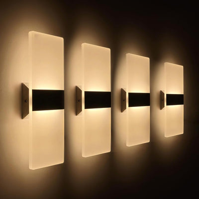 ChangM 4 Stücke Wandleuchte Innen LED 12W Wandlampe Acryl Wandbeleuchtung Modern für Wohnzimmer Schl