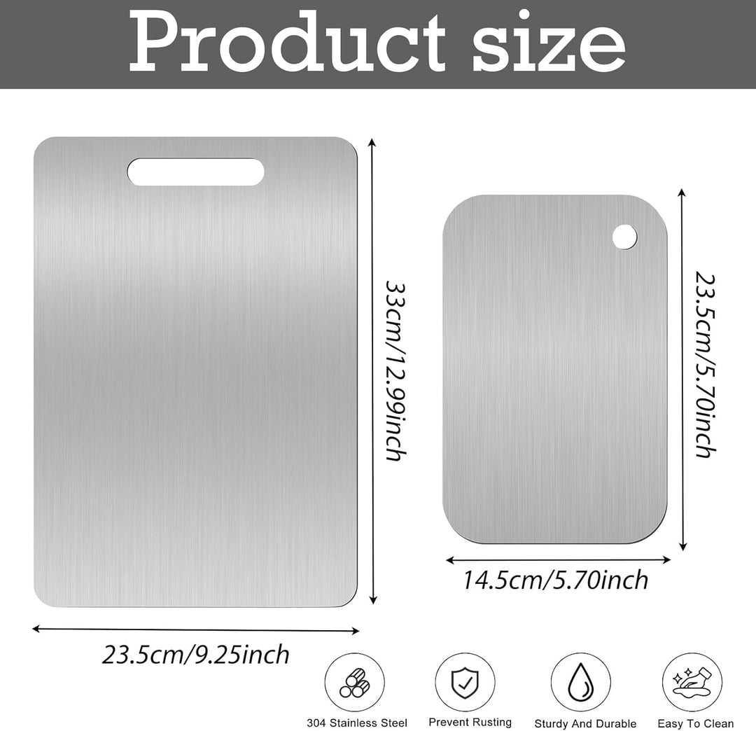 Titan Schneidebrett Set 2 Stück, S316 Edelstahl Schneidebrett | Titan Chopping Board, Doppelseitiges
