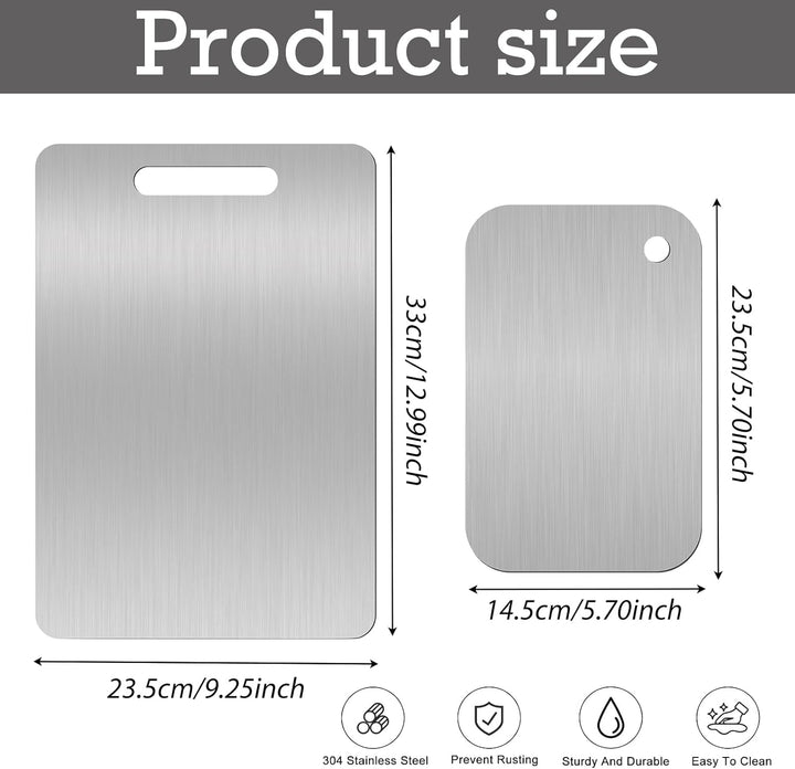 Titan Schneidebrett Set 2 Stück, S316 Edelstahl Schneidebrett | Titan Chopping Board, Doppelseitiges