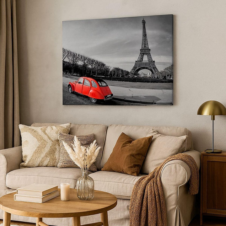 Bilder auf Leinwand 100x70cm Leinwandbild Auto Eiffle Kultur Architektur Gross Wanddeko Bild Schlafz