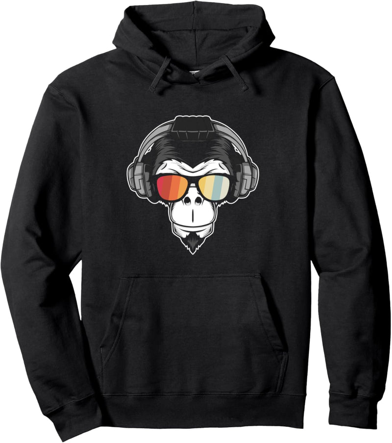 Affe DJ mit Kopfhörer und Sonnenbrille Geschenk Party Pullover Hoodie