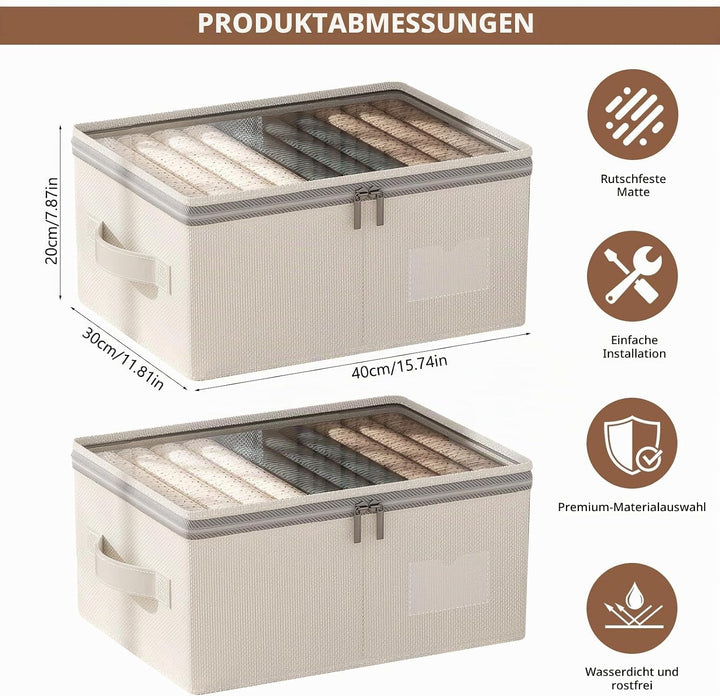 OurLeeme Aufbewahrungsbox Stoff mit Deckel, Faltbare Stoffboxen Robuste Aufbewahrungskörbe Unterbett