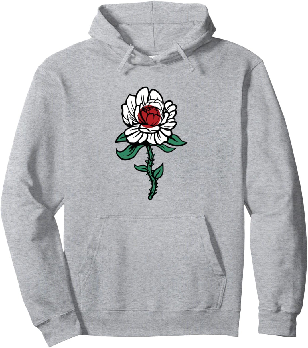 Weisse Blume Motiv in bunten Farben für Herren Damen Kinder Pullover Hoodie